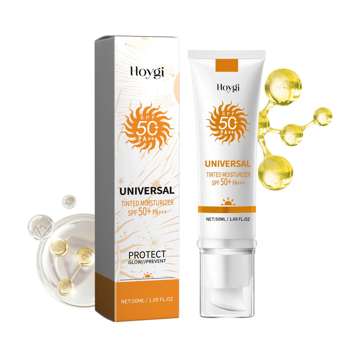 Hoygi sunscreen tube and packaging on a white background NUVESSA 